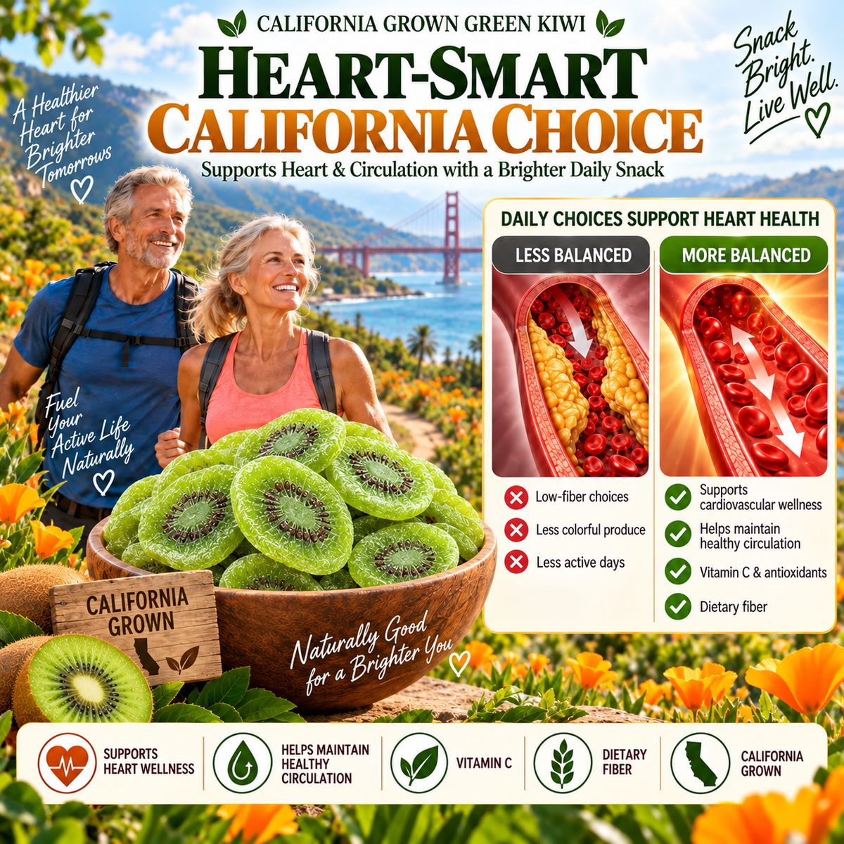 🔥 California-Grown Dried Green Kiwi — 🥝 A Bright, Chewy Fruit Snack for Active Living-ddh