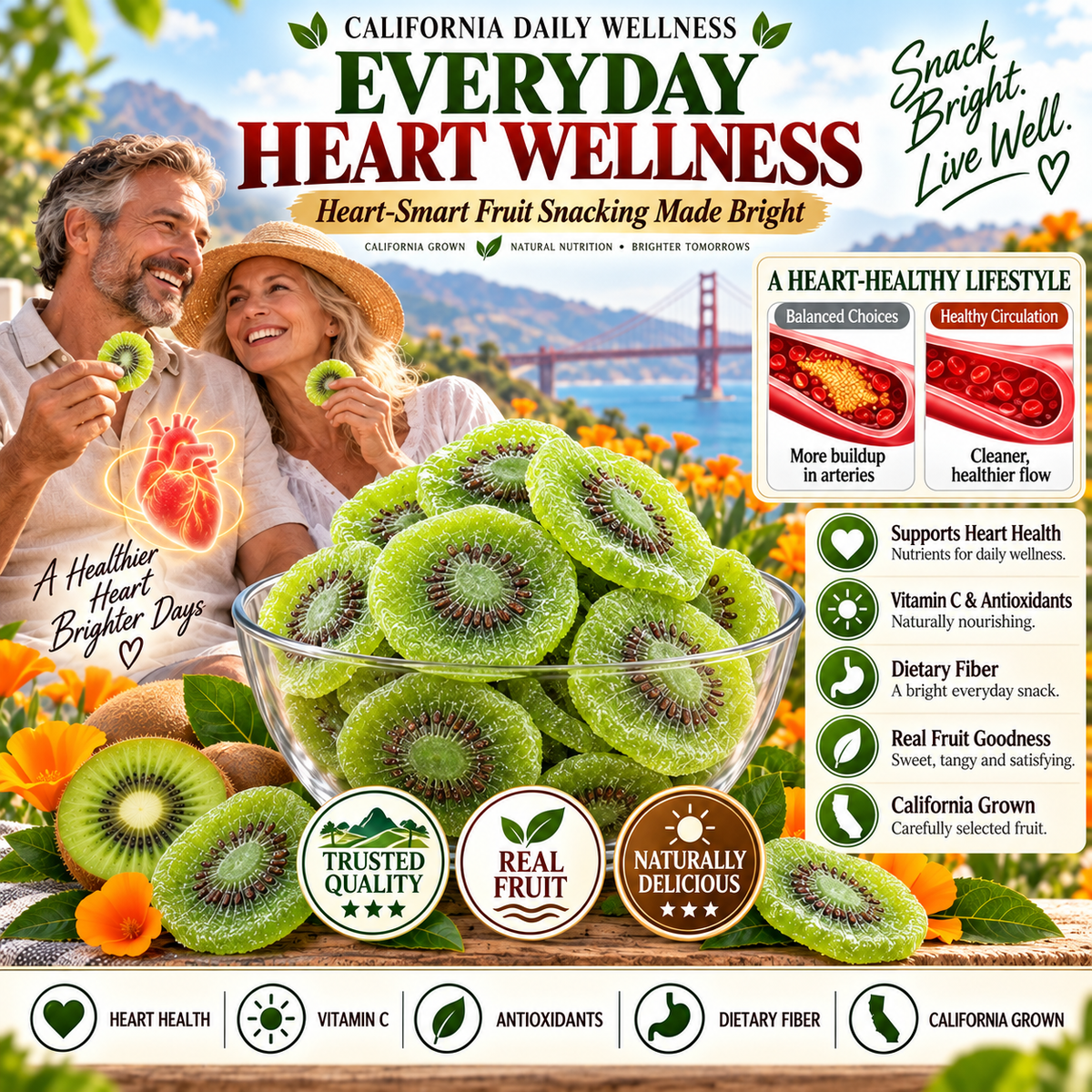 🔥 California-Grown Dried Green Kiwi — 🥝 A Bright, Chewy Fruit Snack for Active Living-ddh