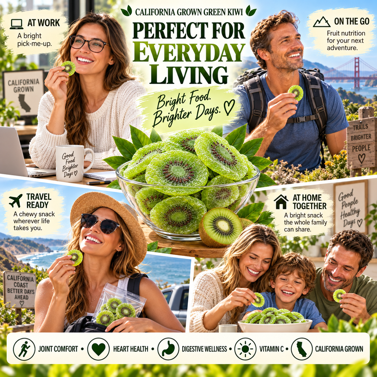 🔥 California-Grown Dried Green Kiwi — 🥝 A Bright, Chewy Fruit Snack for Active Living-ddh